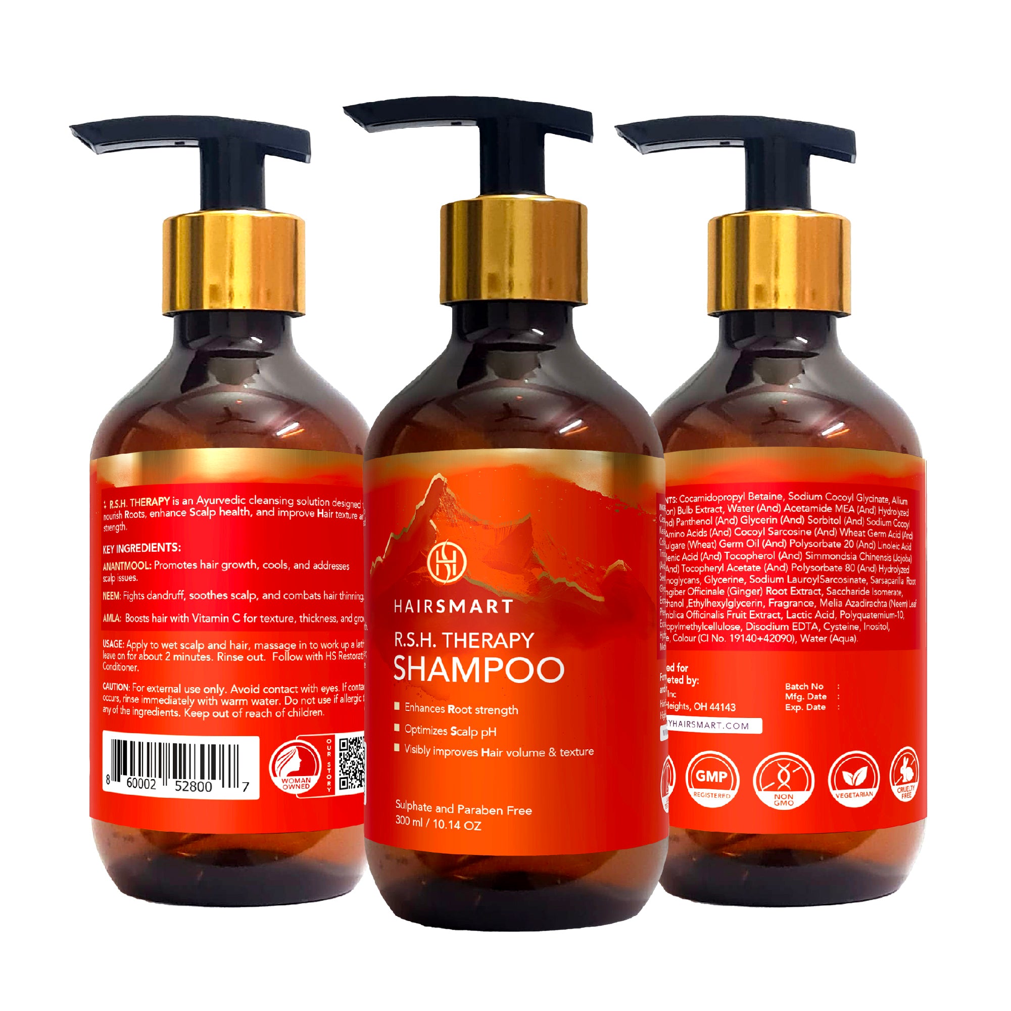 HairSmart RSH Therapy Shampoo: Ayurvedic Gentle Cleanser, 300 ml