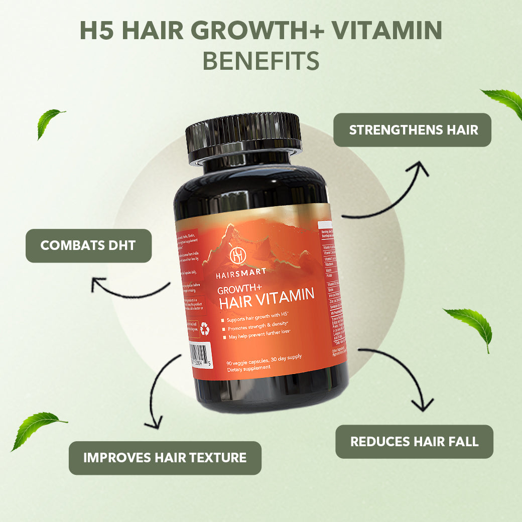 H5 Hair Growth+ Vitamin – Advanced Hair Strength & Regrowth Formula; 90 capsules