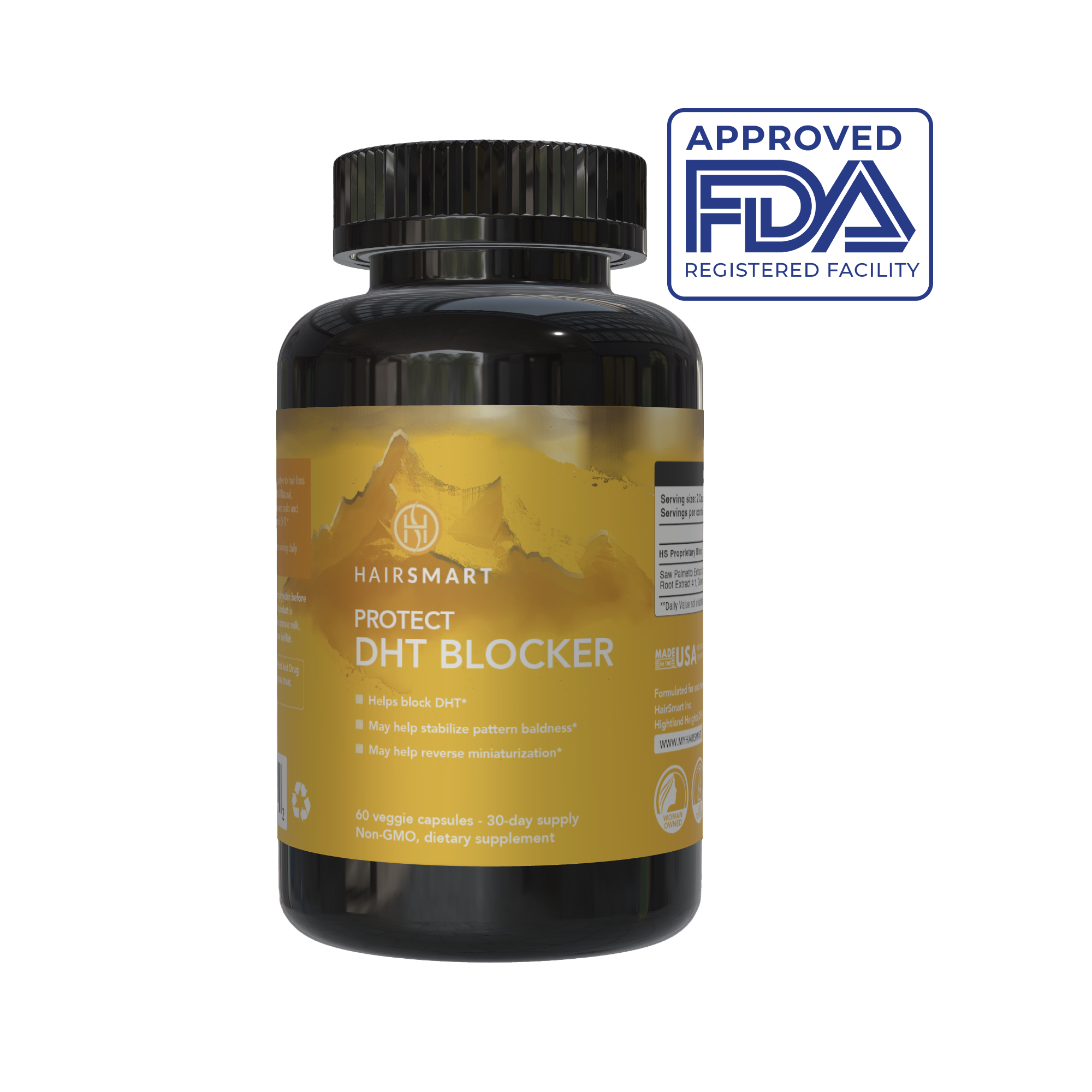 100% Natural DHT BLOCKER for Genetic Hair Loss in Men & Women; 60 Capsules