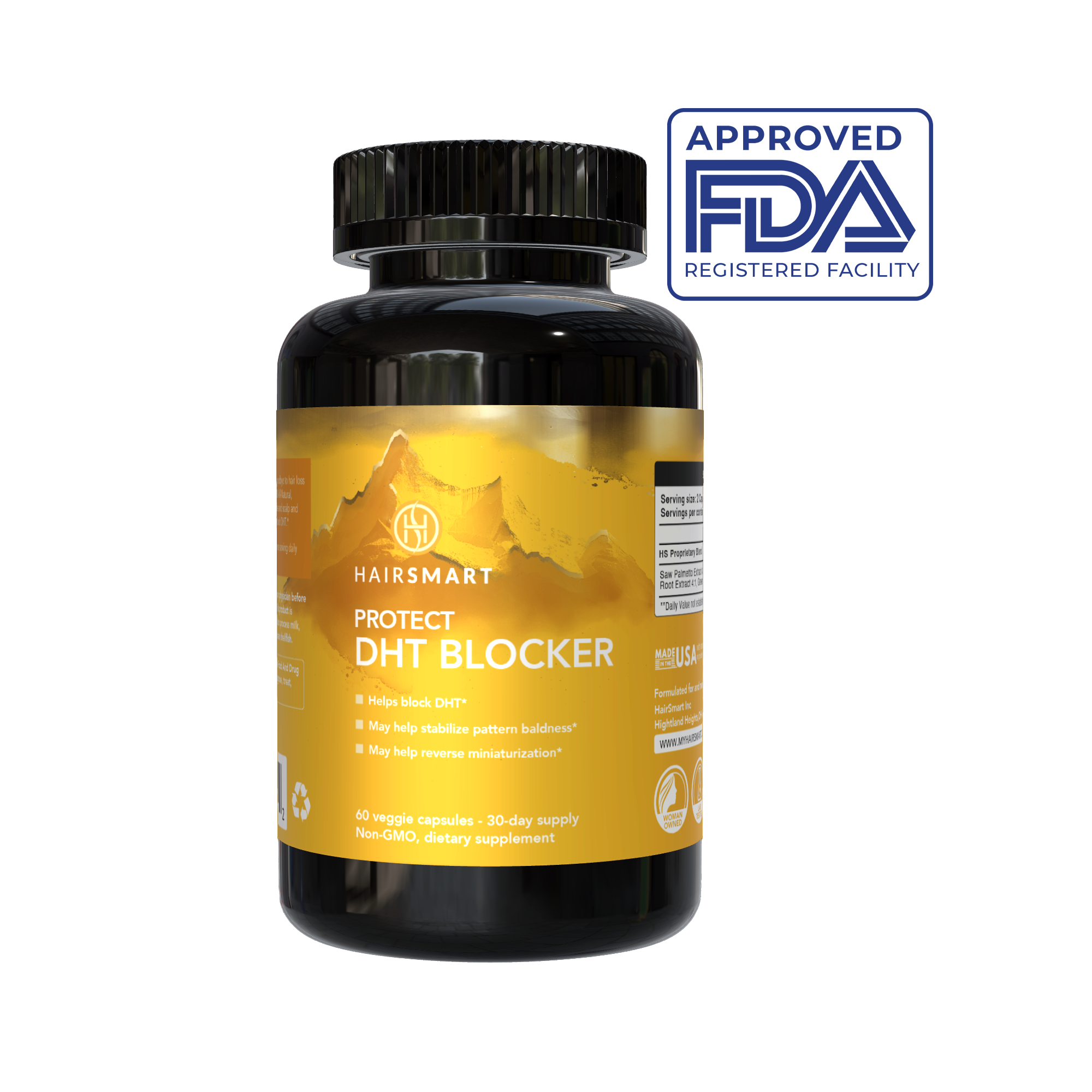 100% Natural DHT BLOCKER for Genetic Hair Loss in Men & Women; 60 Capsules